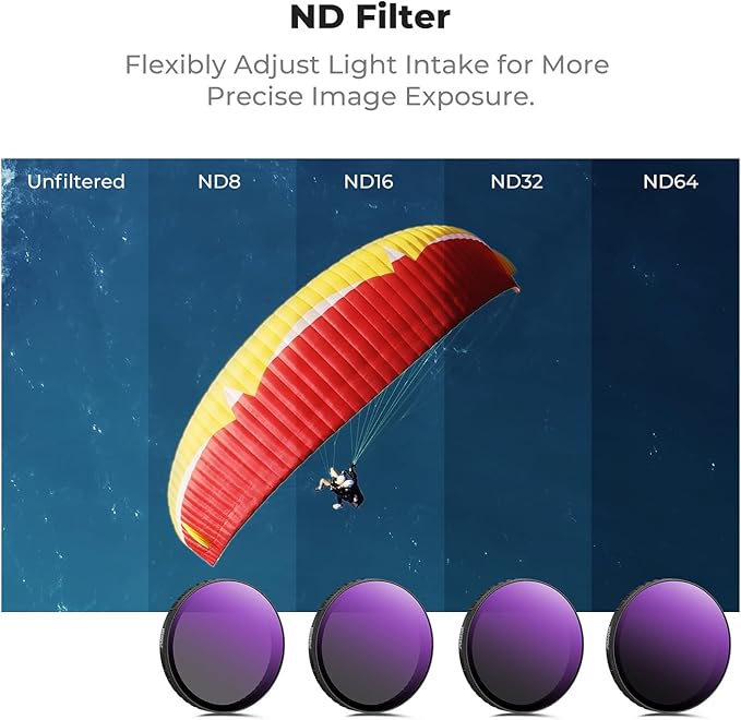 K&F CONCEPT Snap On CPL ND Effect Filter Kit Compatible with DJI Osmo Action 6, 6 Pack CPL ND8 ND16 ND32 ND64 Black Diffusion 1/4 Filters HD Optical Glass/Multi-Coated Action Camera Accessories