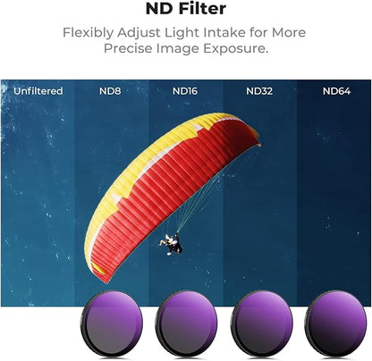 K&F CONCEPT Snap On CPL ND Effect Filter Kit Compatible with DJI Osmo Action 6, 6 Pack CPL ND8 ND16 ND32 ND64 Black Diffusion 1/4 Filters HD Optical Glass/Multi-Coated Action Camera Accessories