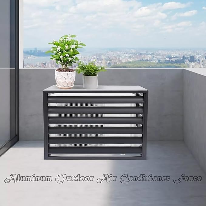 Outdoor Privacy Screen, Metal Air Conditioner Fence Cover with 4 Panels, Outdoor Trash Can Pool Equipment Enclosure Panels (Gray 1.5p)