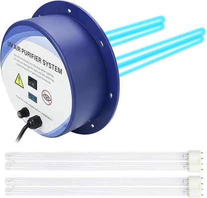 HVAC UVC Light Air Purifier 72W System with Energy Saving Airflow Sensor and 2 16-inch Bulbs for HVAC Systems in Homes, Offices, Schools, etc