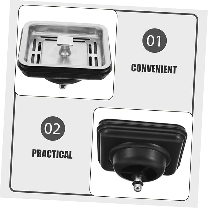 Mipcase 2Pcs Kitchen Sink Drain Strainer and Stopper with Square Lid Food Waste Disposer Plug for Home Kitchen Sink Catcher Anti-blocking Mesh Filter for Efficient Waste Processing