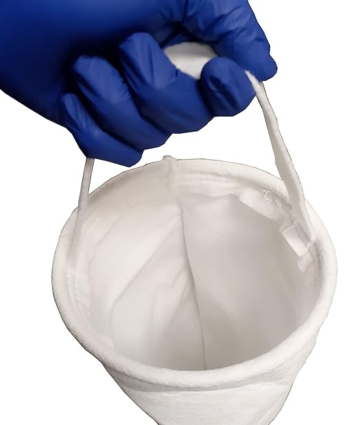 10 Pack - PRMFiltration #1 Size 100 Micron Liquid Filter Bags – Polyester Felt Material, 304 Stainless Steel Ring, Felt Handles, 7-1/16" x 16-1/2", Max Temp 300°F, High Dirt Holding Capacity
