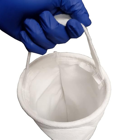 10 Pack - PRMFiltration #1 Size 100 Micron Liquid Filter Bags – Polyester Felt Material, 304 Stainless Steel Ring, Felt Handles, 7-1/16" x 16-1/2", Max Temp 300°F, High Dirt Holding Capacity