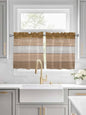 Retro Farm Wood Board Window Valance Curtains, Brown Graduality Striped Light Filtering Kitchen Valance with 3-inch Rod Pocket for Living Room Bathroom Bedroom,2 Panel,27.5x24In