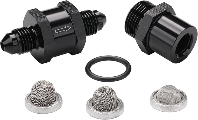 3AN Inline Fuel & Oil Feed Filter Set with 30 80 150 Micron Elements Aluminum Black