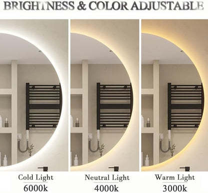 LTSRLL Frameless Illuminated LED Bathroom Wall Mirror with Touch, Demister Pad and Dimmable Lights & 3 Colors for Makeup Shaving and Bath Vanity IP44(Backlight,60cm/23.6in)
