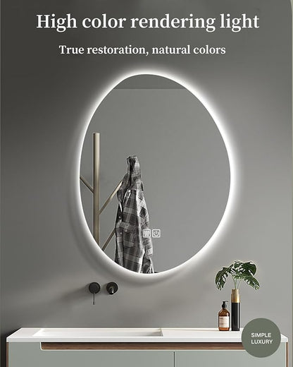 JSLJDM 700 X900 mm Illuminated Backlit LED Bathroom Mirror, Wall Mounted Multifunction Bathroom Vanity Mirror with Lights and Demister Pad, Energy-Saving Illuminated Smart Mirror