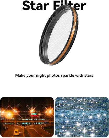 Fotorgear Camera Lens Filter,67mm Clip On Filters Professional Photography for Camera Lens, 67mm Universal Phone Polarizer Filter CPL ND Black Mist Gold Streak for iPhone Xiaomi Huawei (Black Mist)