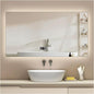 Backlit LED Illuminated Bathroom Mirror with LED Lights, Lighted Bathroom Makeup Wall Mounted Mirror with Demister Pad, Sensor Touch Switch, Horizontal/Vertical(A,H70*W90CM/H27.5*W35.4IN)
