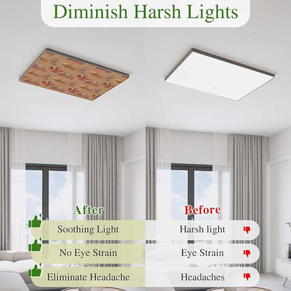 Cowboys Horses 2 Pcs Fluorescent Light Covers 4 x 2 Feet, Desert Ethnic Winds Brown Background Covers for Ceiling Lights Magnetic Light Cloth Filter for Classroom Office Home