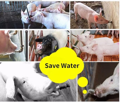 Automatic Pig Drinkers, 5 Pieces Thread Stainless Steel Automatic Pig Nipple Fountains Waterers with Copper Hat Duck Nozzle for Sows Piglets Drinking Water