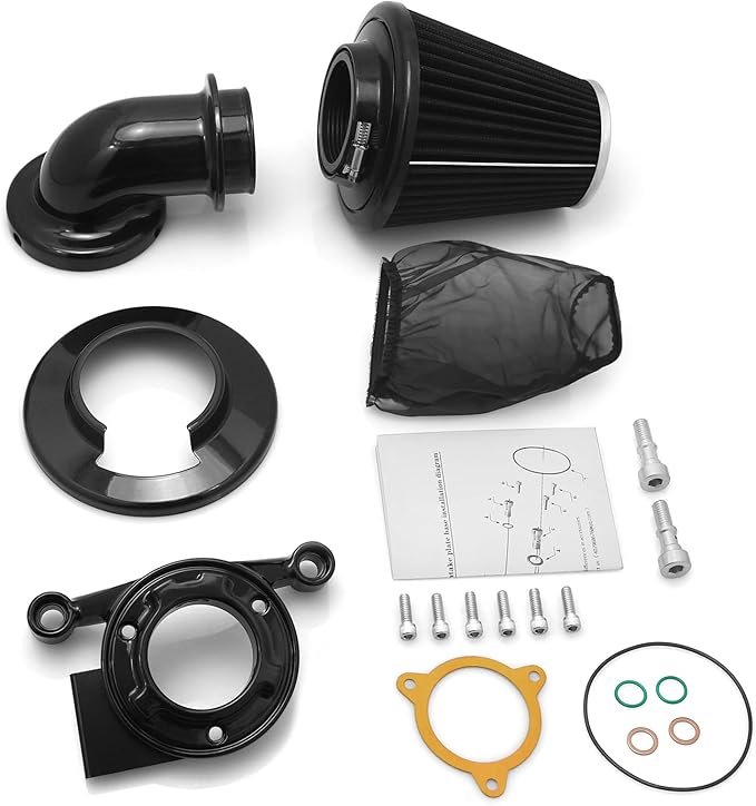 Big Sucker cone Air filter intake for harley air Cleaner Sportster Softail fatboy heritage dyna touring street road king Glide (Nake - BLACK, Type C : Touring 08-16, Softail 16-17)