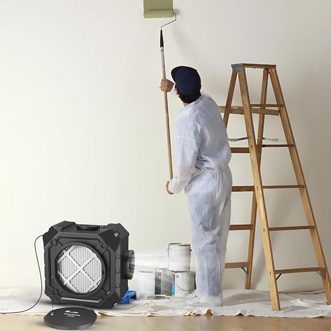 M-T Air Scrubber with 3 Stage Filtration, Stackable Negative Air Machine Cleaner 550 CFM for Industrial and Commercial Water Damage Restoration Air Scrubber with MERV-10, HEPA, Activated Carbon Filter