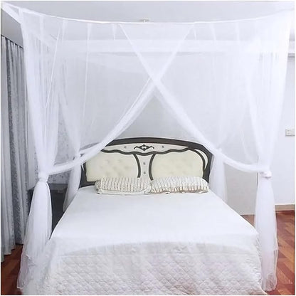 Canopy Bed Curtains Black/White/Beige Elegant Lace Canopy Curtain for Double King Size Bed(White)