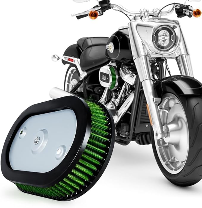 High-Flo Replacement Air Filter Element For Ventilator - Milwaukee-Eight Engine '18-later Softail and '17-later Touring and Trike Models Equipped with 114 Air Cleaner (Green 114 Air Cleaner)