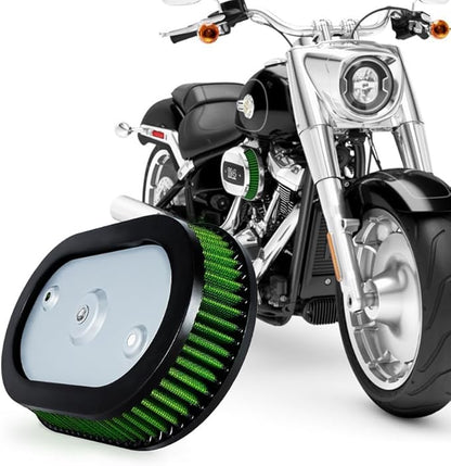 High-Flo Replacement Air Filter Element For Ventilator - Milwaukee-Eight Engine '18-later Softail and '17-later Touring and Trike Models Equipped with 114 Air Cleaner (Green 114 Air Cleaner)
