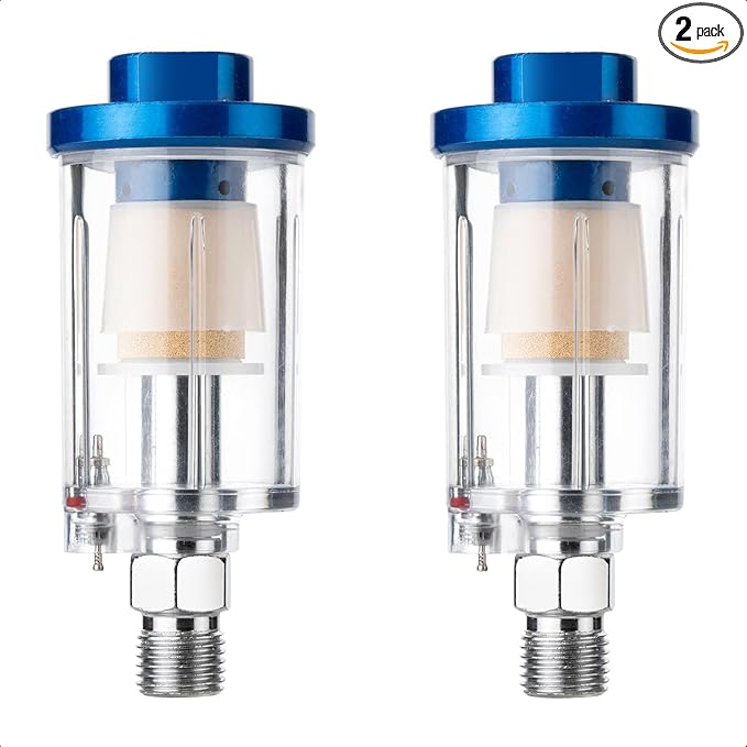 Air Dryer & Water Oil Separator for Compressor, 1/4'' NPT Inline Moisture Filter for Spray Paint Guns, Pneumatic Tools & Air Line (2 Pack)