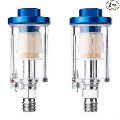 Air Dryer & Water Oil Separator for Compressor, 1/4'' NPT Inline Moisture Filter for Spray Paint Guns, Pneumatic Tools & Air Line (2 Pack)