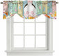 Easter Tie Up Valance Curtains for Windows, Kitchen Curtains Window Shades, Spring Colorful Bunny Eggs Flower Wood Grain Light Filtering Roman Curtain Valances for Bedroom/Bathroom/Cafe 54"x18"