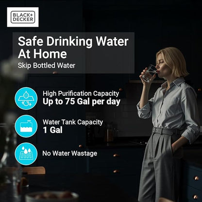 BLACK+DECKER Countertop RO+UV Water Filter | Hot and Ambient Water | 5-Stage Filtration System with Remineralization | IAPMO Tested and NSF Certified | No Installation Required | Portable water Filter