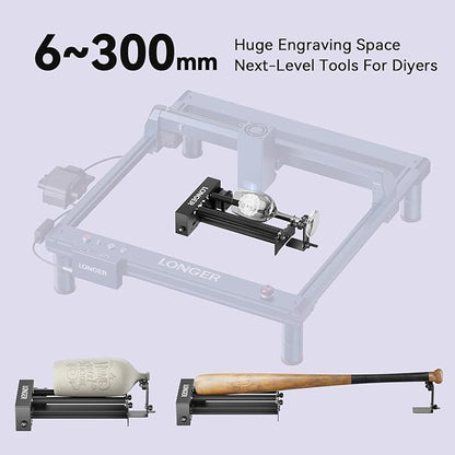 Longer Laser Engraver Rotary Roller with Bracket, Y-Axis Rotary Roller 360° Rotation for Laser Engraver Engraving Cylindrical Objects Tumblers Cans Cups Bottles, Compatible with 99% of Laser Engraver