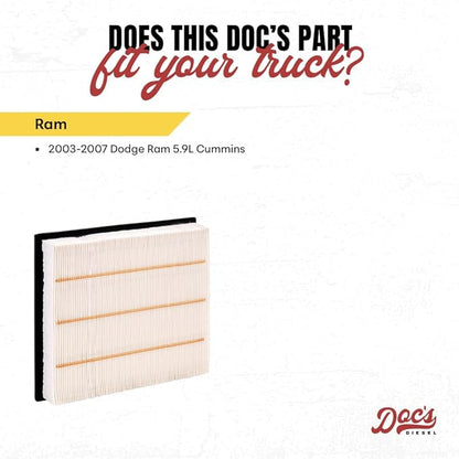 Doc's Diesel Engine Air Filter DPA5512 | Compatible with Dodge RAM 5.9L Cummins 2003-2007 | Replaces AF4177
