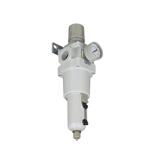 PneumaticPlus SAW600-N06BG-MEP Compressed Air Filter Regulator Piggyback Combo 3/4" NPT - Metal Bowl, Manual Drain, Bracket, Gauge