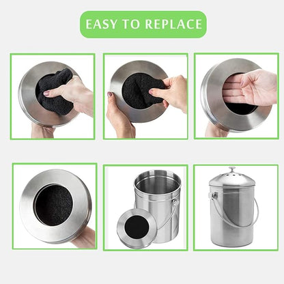 Pack of 8 Compost Bin Charcoal Filters Round Indoor Kitchen Compost Bucket Activated Charcoal Filters Replacements Sheets Universal Size with Sizing Template to 7.25"