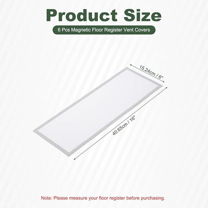 YOKIVE 6 Pcs Magnetic Floor Vent Covers, Floor Register Cover PVC Mesh Air Vent Screen Filters, Great for Home Floor, Wall, Ceiling, Catch Debris Hair Dust (White, 16-Inch x 6-Inch)