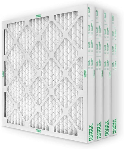 Mann+Hummel 20x24x2 MERV 8 Pleated HVAC AC Furnace Air Filters. 4 Pack. (Exact Size: 19.38 x 23.38 x 1.75 Inches)