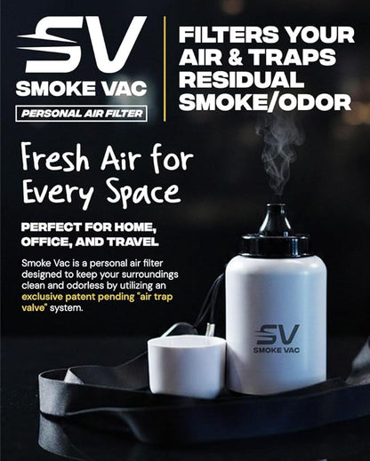 SmokeVac Handheld Personal Air Filter with 4-Layer Filtration & One-Way Check Valve – Portable Smoke & Odor Eliminator for Home, Car, Travel & Events (Purple)