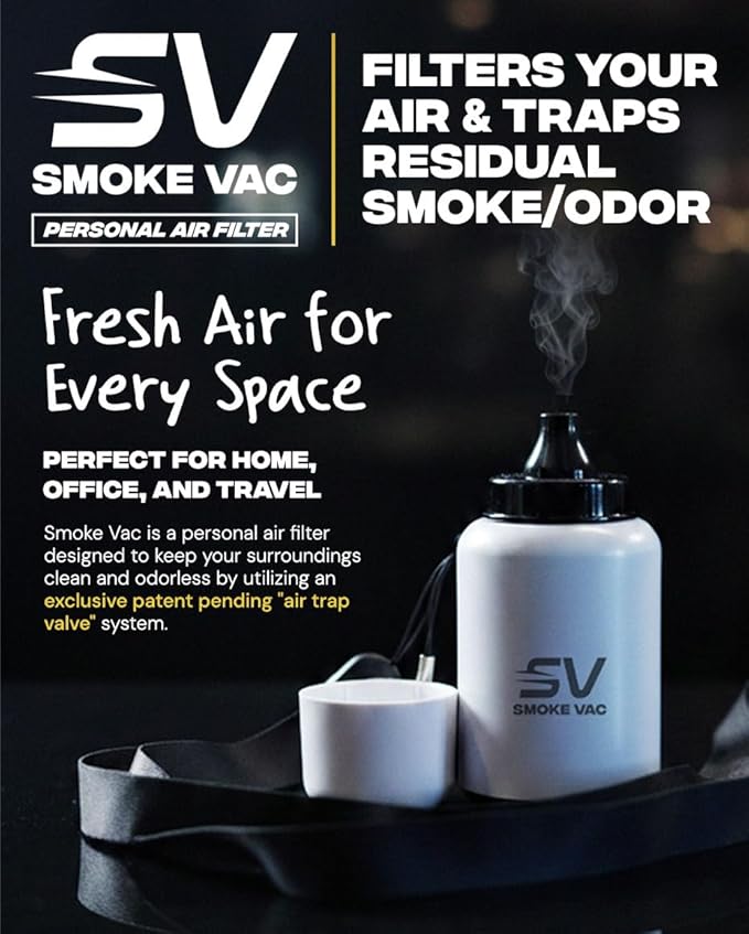 SmokeVac Handheld Personal Air Filter with 4-Layer Filtration & One-Way Check Valve – Portable Smoke & Odor Eliminator for Home, Car, Travel & Events (Grey)
