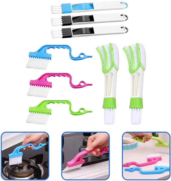 Ciieeo 8pcs Window Groove Cleaning Brush Set with Soft Bristles for Wet and Dry Use, Multi-Use Gap Scrubber Brushes for Window Tracks and Narrow Spaces Cleaning Tools for Household
