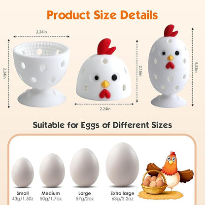 Egg Brush Cleaner, Egg Cleaner Scrubber for Fresh Eggs, Cute Chick Shaped Silicone Egg Washer, Reusable Multipurpose Washing Egg Tool for Fruits and Vegetables(White,1 Set)