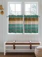 Vintage Plank Turquoise Brown Window Valance Curtains, Farmhouse Wood Grain Light Filtering Kitchen Valance with 3-inch Rod Pocket for Living Room Bathroom Bedroom,2 Panel,27.5x36In