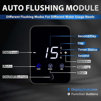iSpring WSP100ARJ Spin-Down Sediment Water Filter, Upgraded Jumbo Size, Large Capacity, Reusable with Touch-Screen Auto Flushing Module, Brass Top Clear Housing, 100 Microns