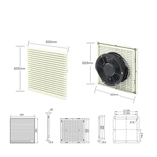 9805.230 Electrical Fan Filter & Panel 230V 223 * 223mm Industrial Cabinet Ventilation Air System Shutter Blower Exhaust Cooling