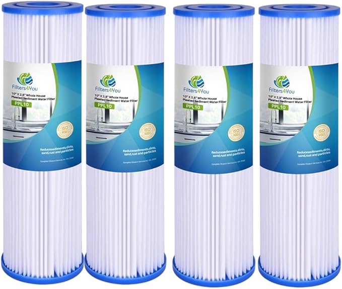 CFS – Whole House Water Filter Cartridges Compatible with EQ-304-20, EQ-PFC.35 Models – Removes Bad Taste and Odor – Replacement Filter Cartridge (4 Pack - Pleated Filter)
