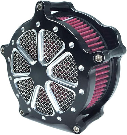 Air Filter Intake Cnc Cut Air Cleaner Venturi Motorcycle Chrome Kit for Harley Dyna 2000 - 2017 Softail 2000 - 2015 Touring 2000 - 2007 Fitment - B (Red)