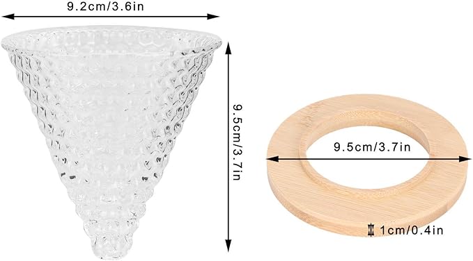 AUNMAS Glass Coffee Dripper Pour Over, Reusable Paperless Filter Funnel with Wood Base, Single Cup Coffee Maker Brewer Accessories (Transparent)