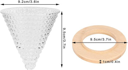 AUNMAS Glass Coffee Dripper Pour Over, Reusable Paperless Filter Funnel with Wood Base, Single Cup Coffee Maker Brewer Accessories (Transparent)