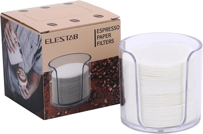 Espresso Paper Filter 58mm, 300pcs Disposable Espresso Puck Paper Filters and Filter Storage Holder Compatible with 58mm Portafilters Basket - Keep Shower Screen Clean