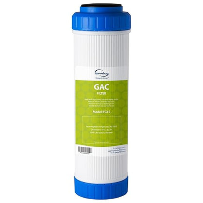 iSpring FG15 10"x2.5" Water Filter Replacement for Reverse Osmosis Water Filter System, GAC Granular Activated Carbon Filter Water Filter Cartridge Reduce PFAS
