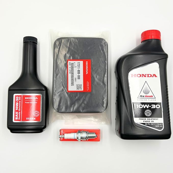 Genuine Tune Up Kit for Honda EB3000 EB3500X EB4000X EB5000X EB6500 EG4000 Generators GX240 - GX390 with Genuine Motor Oil 17211-899-000 Air Cleaner Element and Spark Plug 98079-55846