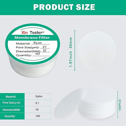 50 Nylon disc Membrane Filters Filter Pieces Nylon Disc Membrane Filters mm Diameter, 0.1µm Pore Size