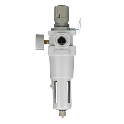 PneumaticPlus SAW600-N06BG Compressed Air Filter Regulator Piggyback Combo 3/4" NPT - Poly Bowl, Manual Drain, Bracket, Gauge