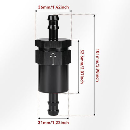 3/8" Billet Inline Fuel Filter 30 Micron Aluminum Black