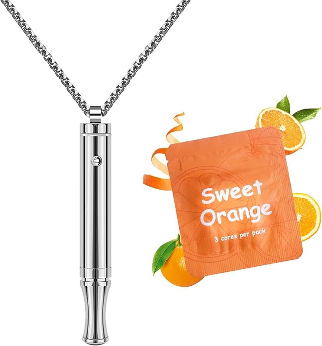 ASTOFLI Quit Smoking Breathing Necklace for Adults - Flavored Stress Breathing Necklace Stop Smoking for Women - Breathlink for Men Meditation Breathe Anxiety Whistle Necklaces inhaler Breathlace