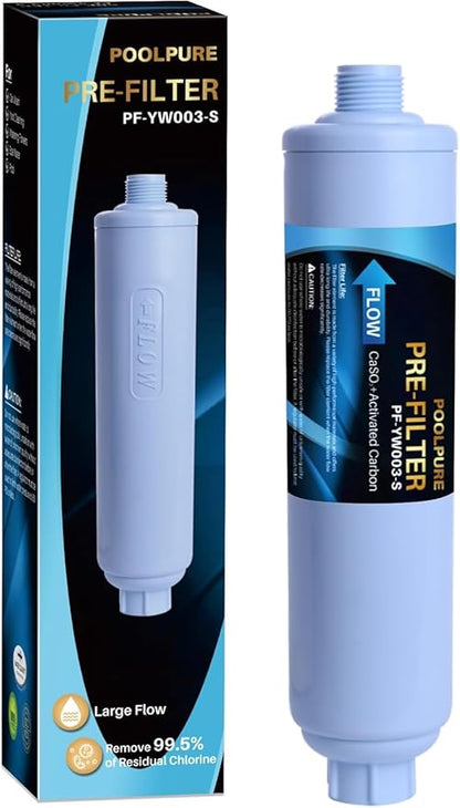 POOLPURE Garden Hose Water Filter for Filling Hot Tub, Pool, Spa, Reduces Chlorine, Heavy Metals, Odor, Pre Filter Ideal for Organic Gardening, Farming, Fits Any Standard 3/4" Garden Hose Thread