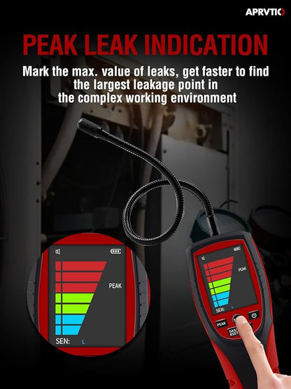 Refrigerant Leak Detector for Air Source Heat Pumps, Aprvtio ALD-200 PRO ASHP Freon Leak Detector for R410A, R407C, R32, R1234ze.16 Inch Sensor Probe with 0.14oz./yr. Max. Sensitivity